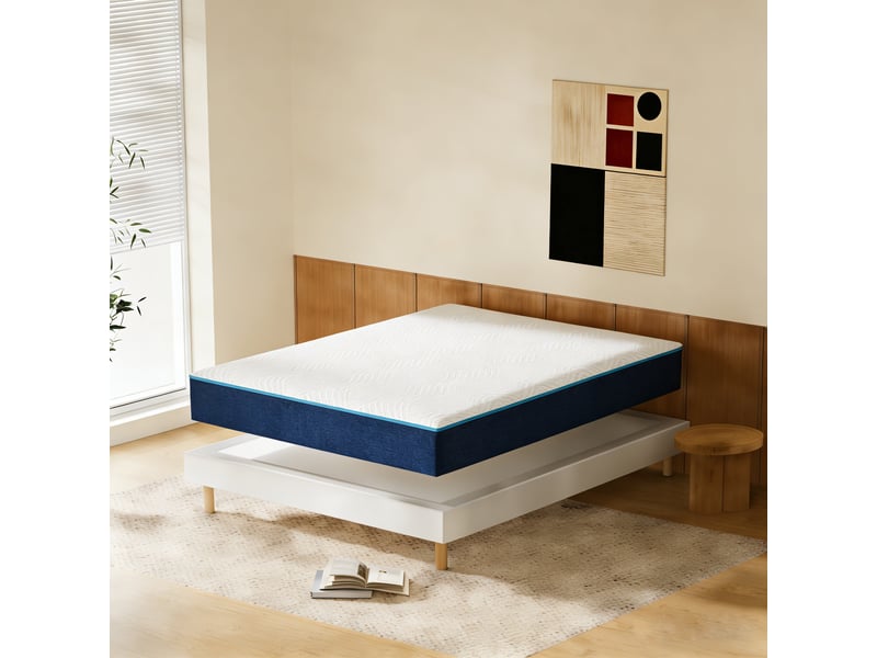  Ensemble matelas en mousse+ lit sommier tapissier déco 160x200cm, epaisseur du matelas 16cm  - Conforama E