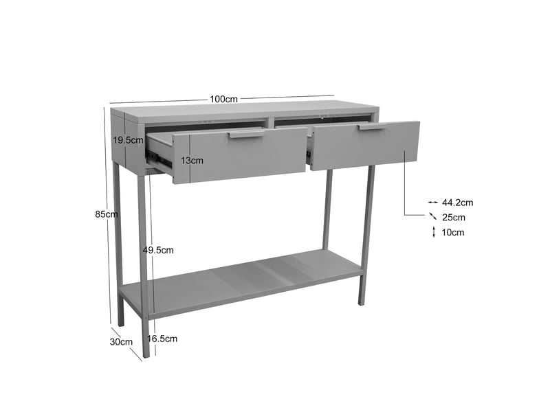  Nordlys - table console en métal 2 tiroirs metal terracotta  - Conforama E