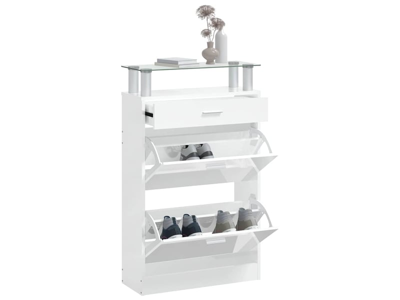  Meuble à chaussure | armoire à chaussure blanc brillant 63x24x104 cm bois ingénierie  - Conforama D