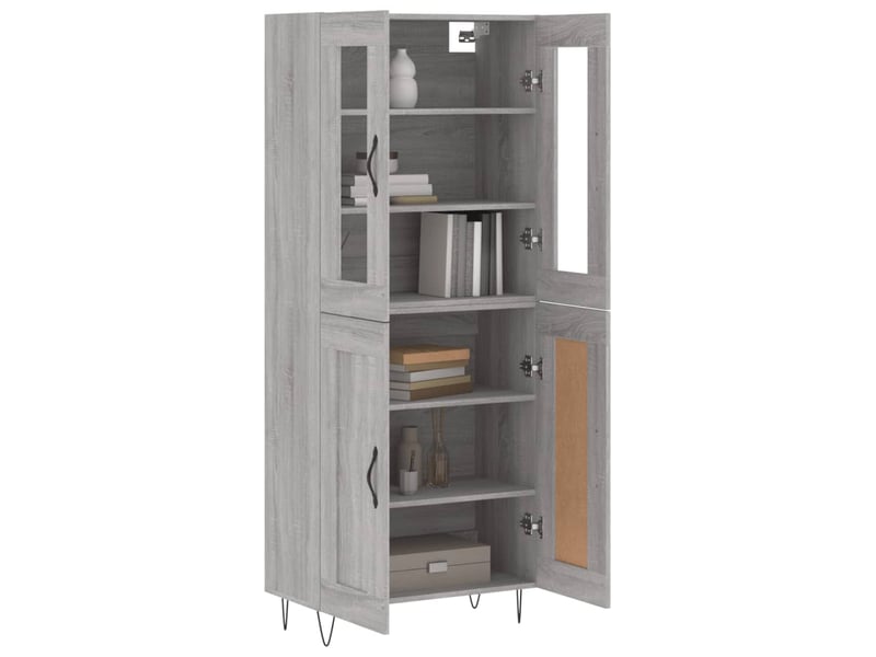  Buffet haut - bahut - meuble de rangement sonoma gris 69,5x34x180 cm bois d'ingénierie  - Conforama C