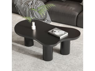 Table basse nuage 107x66x40,5 cm - plateau en mdf, 3 pieds en pvc et patins feutre - noir