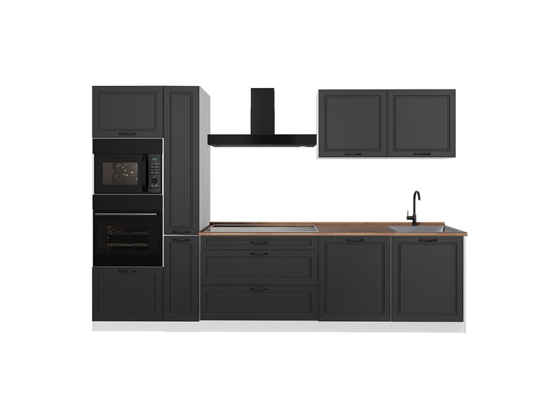  Vicco cuisine, anthracite campagneblanc, 310cm plan de travail chêne doré  - Conforama A