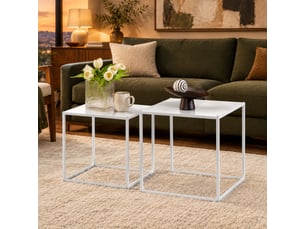 Table basse carré(e) coloris blanc MEUBLIV - 40 cmx35 cm
