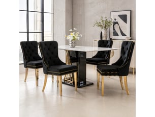 Lot de 4 chaises de salle à manger,50,5x45x95 cm,velours,noir et doré
