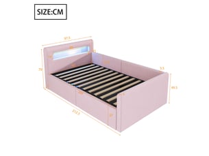 Lit coffre 90x200 cm coloris rose