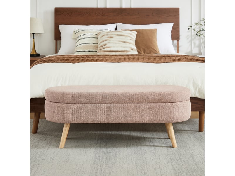  Banc de lit coffre 110x40x42 cm, rangement, banc d'entrée et bout de lit, chambre salon couloir, velours doux, rose  - Conforama D