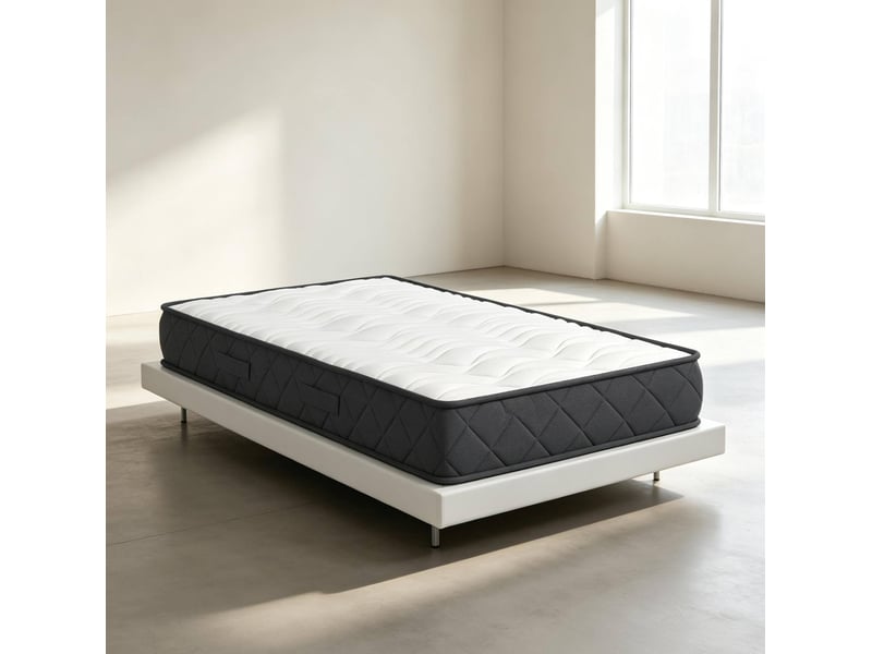 Matelas 1 place 90x190 cm – blanc et gris – mousse à mémoire de forme, bords renforcés antidérapants - Conforama B