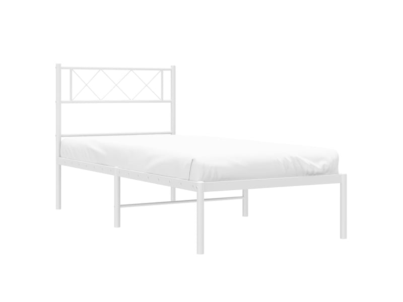  Lit simple- lit adulte -  cadre de lit métal sans matelas avec tête de lit blanc 90x190cm  - Conforama B