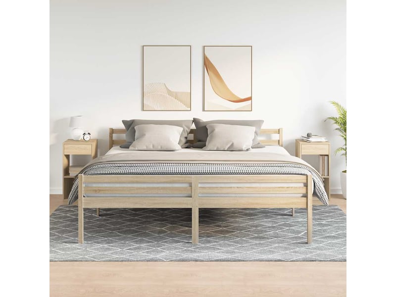  Lot de 2 tables de chevet - cabinet de chevet - table de nuit avec tiroir chêne sonoma 35x34x66,5 cm  - Conforama B