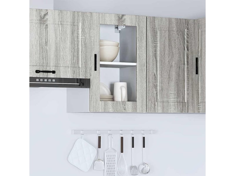 Armoire murale de cuisine avec porte en verre porto sonoma gris shl8447 - Conforama C