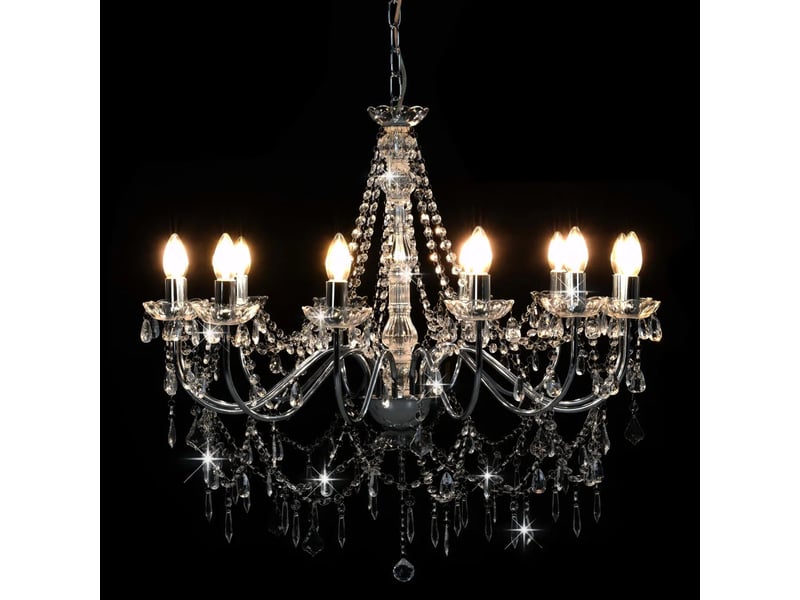  Lustre suspendu design antique 80 x 75 cm avec 12 ampoules personnalisables en métal argenté 02_0046416  - Conforama C