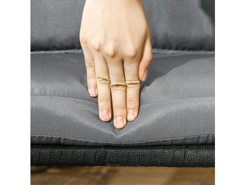  Lot de 2 fauteuils de jardin noirs en métal avec coussins, style bohème, confort pour terrasse et balcon  - Conforama D