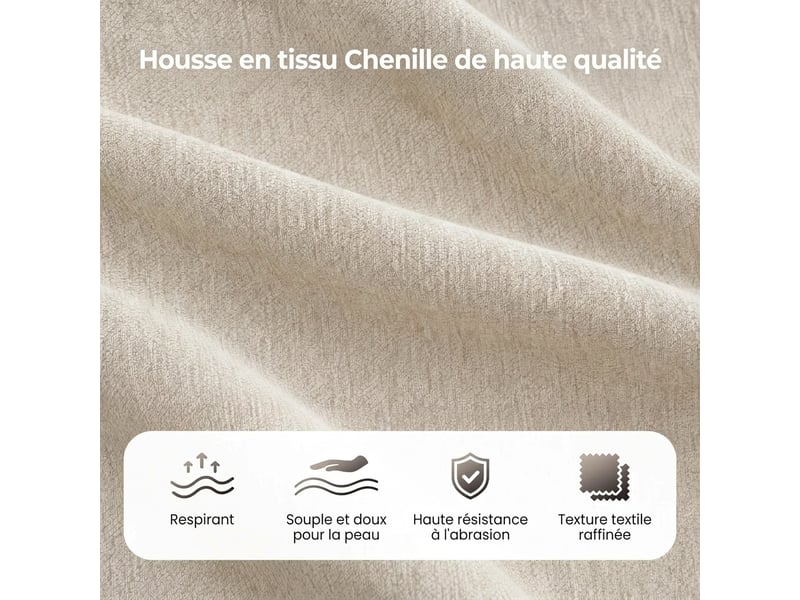  Canapé d'angle 3 places en l avec méridienne longue 144 cm - chenille douce, 2 coussins inclus  - Conforama W