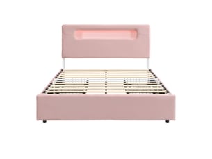 Lit avec rangement 140x200 cm coloris rose