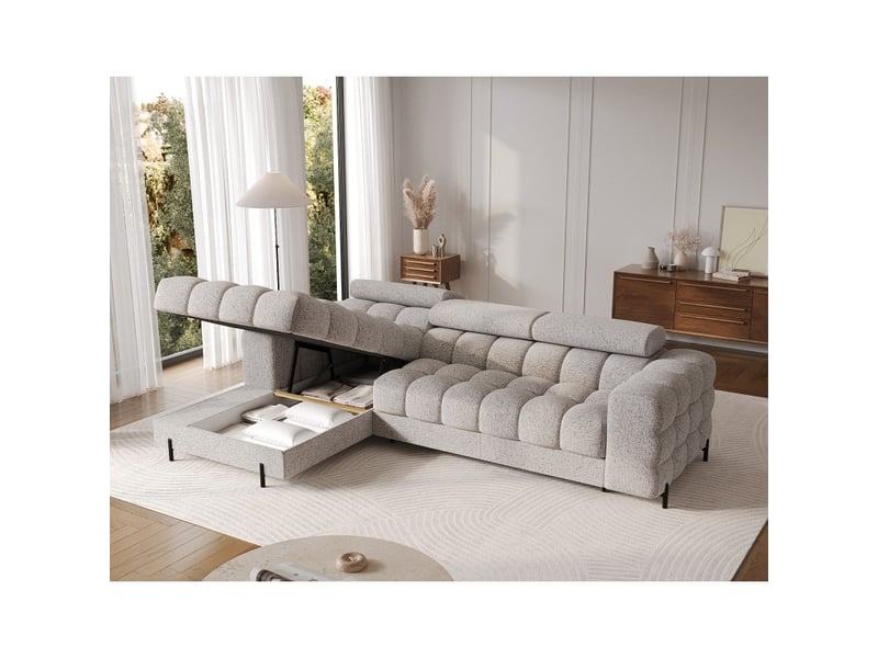 Canapé d'angle gauche convertible gris chiné élégance moderne 285x99x181cm filtro - Conforama C
