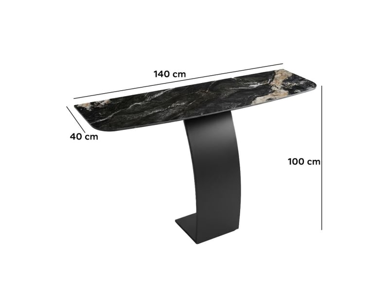  Console design l. 140 cm en céramique noir marbré pied noir – verdi  - Conforama D