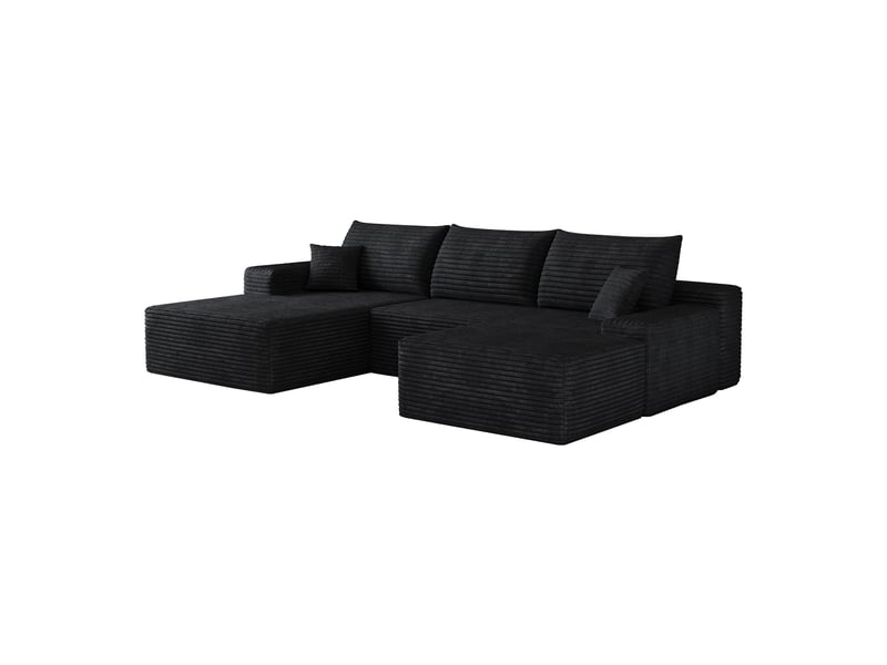  Canapé d’angle modulable 270 x 175 x 83 cm 3 places avec pouf, méridienne en l, assise profonde, sans montage, canapé compressible pour salon, noir Bliss Lite - Conforama A