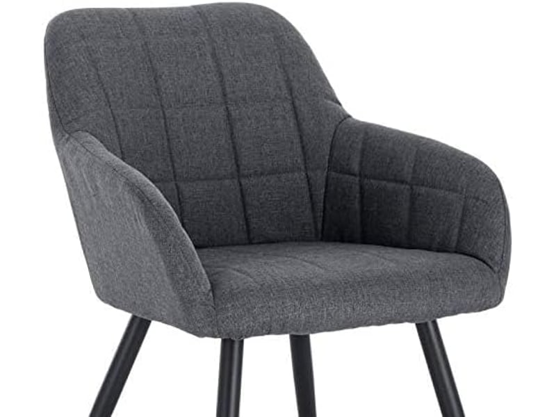  8 x chaises de salle à manger, chaises de cuisineen lin et métal, 49x43x81cm, gris foncé  - Conforama E