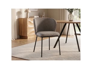Lot de 2 chaises pavia gris beige – dossier enveloppant arrondi et pieds fins noirs