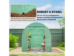 Housse de serre 400 x 200 x 200 cm – verte – polyéthylène étanche, anti-uv et résistante avec porte et 8 fenêtres