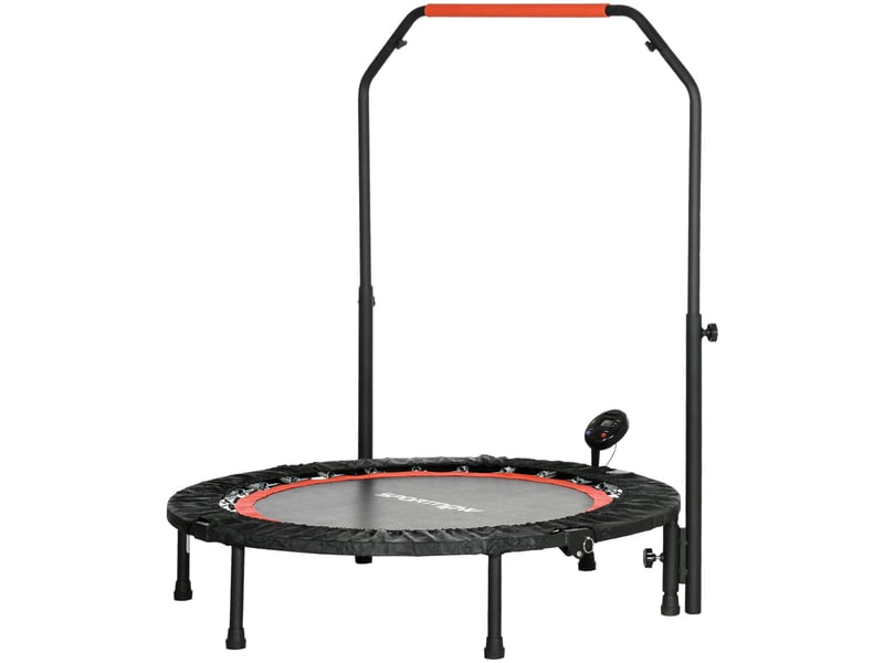 Mini-trampoline fitness 102 cm noir avec moniteur lcd et poignée réglable, pliable pour l'entraînement à domicile - Conforama A
