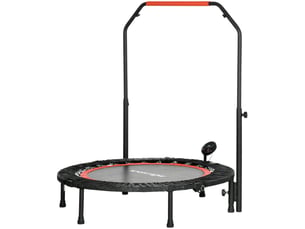 Mini-trampoline fitness 102 cm noir avec moniteur lcd et poignée réglable, pliable pour l'entraînement à domicile