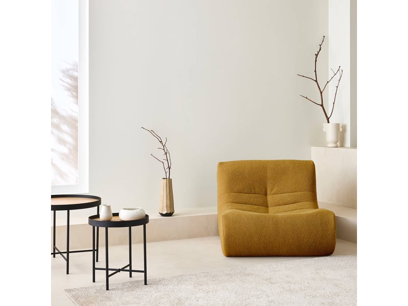  Fauteuil chauffeuse en bouclette texturée moutarde style contemporain 1 place  - Conforama C