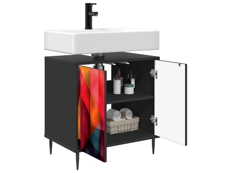  Armoire de salle de bain, meuble de rangement heesch chêne noir 60x40x61 cm  - Conforama C