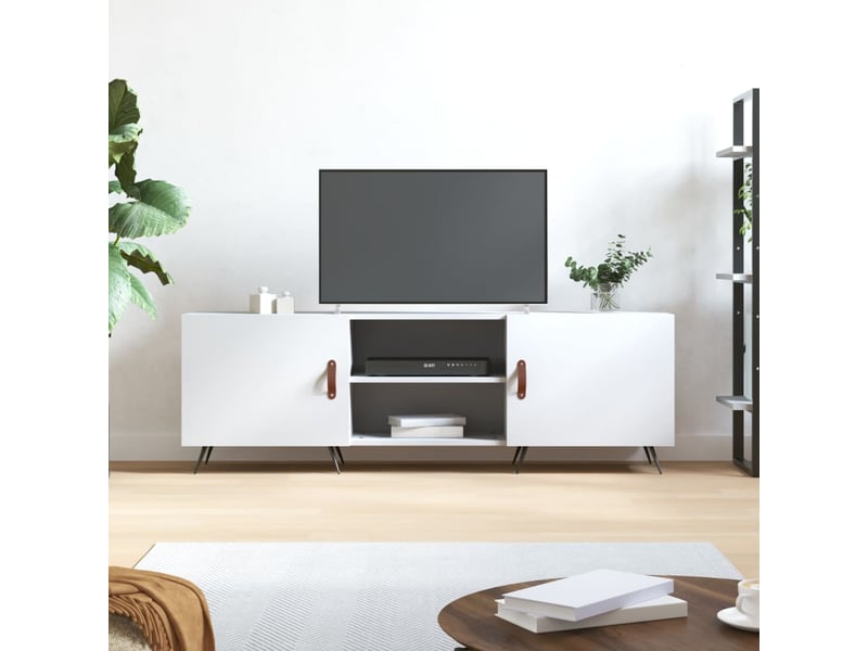  Meuble tv - banc tv - meuble de rangement blanc 150x30x50 cm bois d'ingénierie  - Conforama B