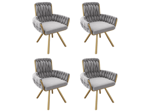 Lot de 4 chaises de salle à manger,pivotantes 360° avec accoudoirs,velours,gris