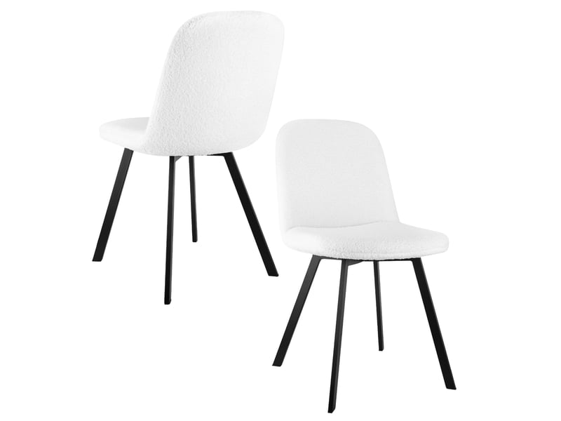  Lot de 2 chaises de salle à manger,avec pieds en métal,tissu teddy,beige  - Conforama D