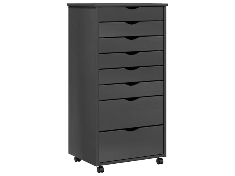  Armoire de rangement roulante avec tiroirs moss gris bois de pin solide shl1674  - Conforama A