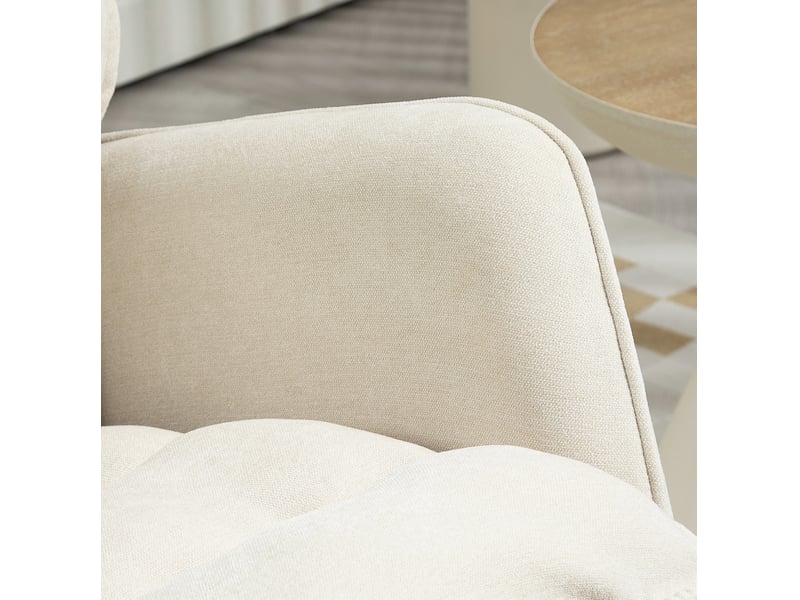  Fauteuil à bascule ulevr en polyester aspect chenille, beige, 71 x 98,5 x 97 cm, assise rembourrée et patins en bois  - Conforama D
