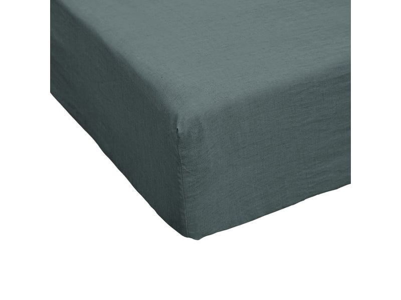  Drap housse 90x190+30 cm lin rosalie ardoise PD24885 - Conforama A