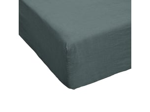 Drap housse 90x190+30 cm lin rosalie ardoise