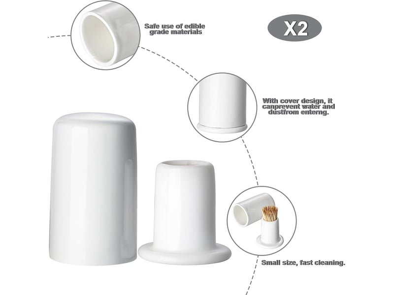  Lot de 2 porte-cure-dents en céramique avec couvercle (blanc) No Commercial reference - Conforama B