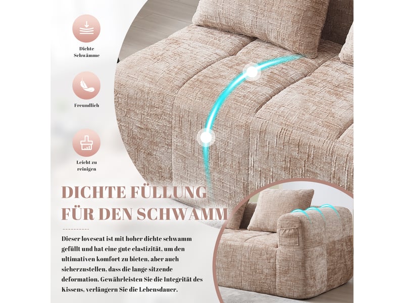  Canapé de salon, canapé moderne – sans montage, poches latérales, kaki  - Conforama C