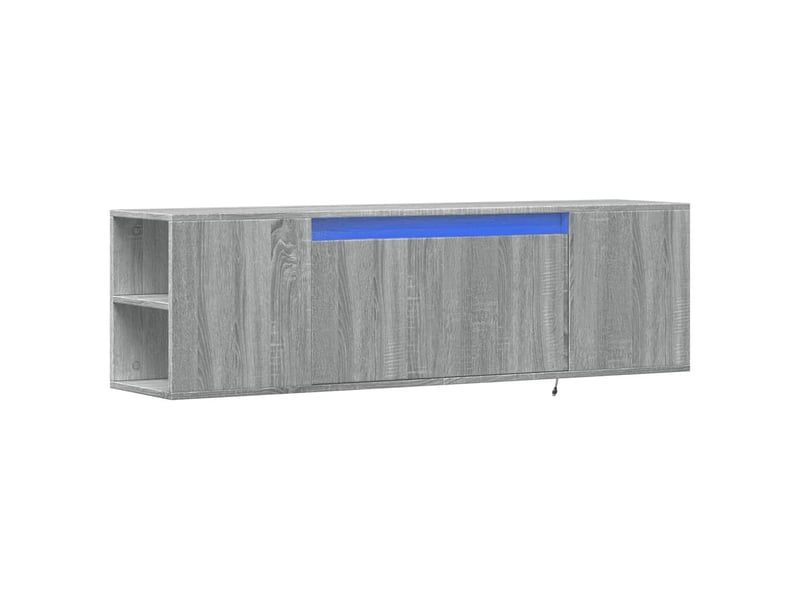 Meuble tv - banc tv - meuble de rangement mural avec lumières led sonoma gris 135x31x39,5 cm - Conforama C