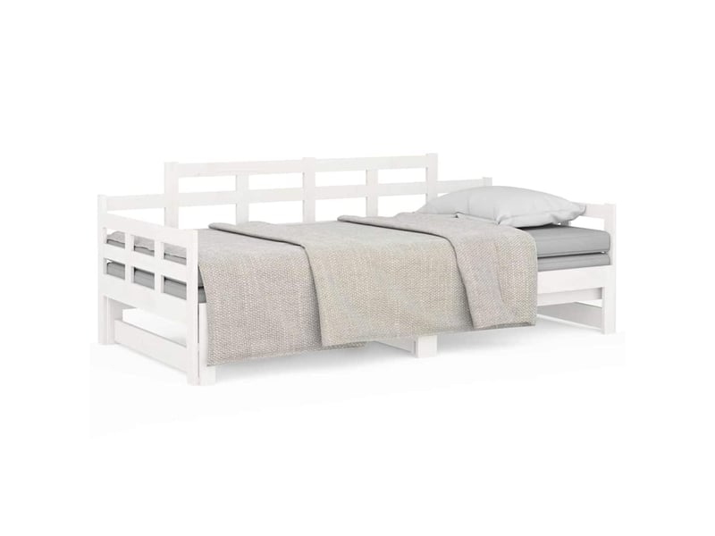  Lit simple- lit adulte -  lit coulissant sans matelas blanc bois de pin solide  - Conforama A