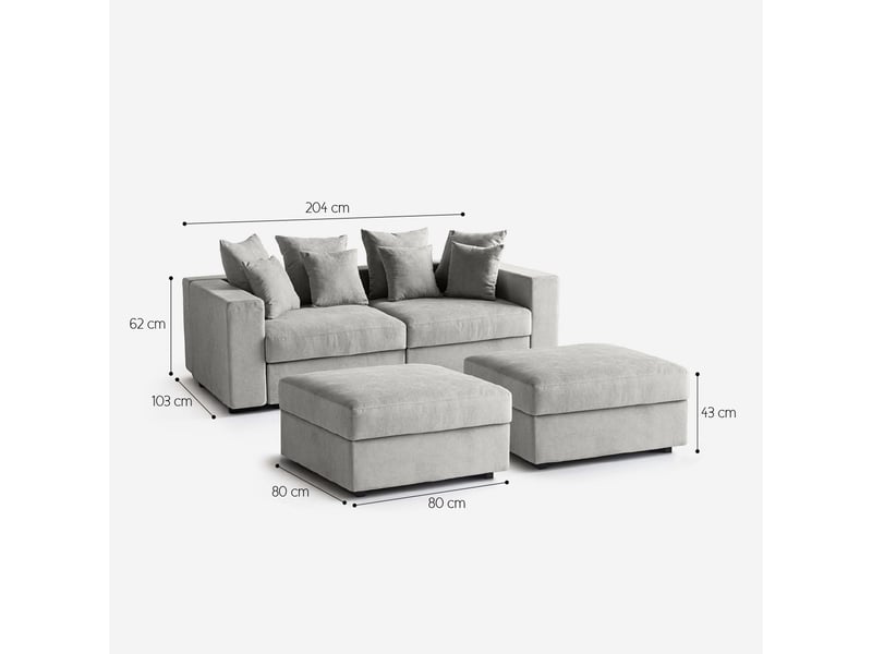  Canapé modulable déhoussable made in italy avec pouf et coussins cortina f - beige  - Conforama C