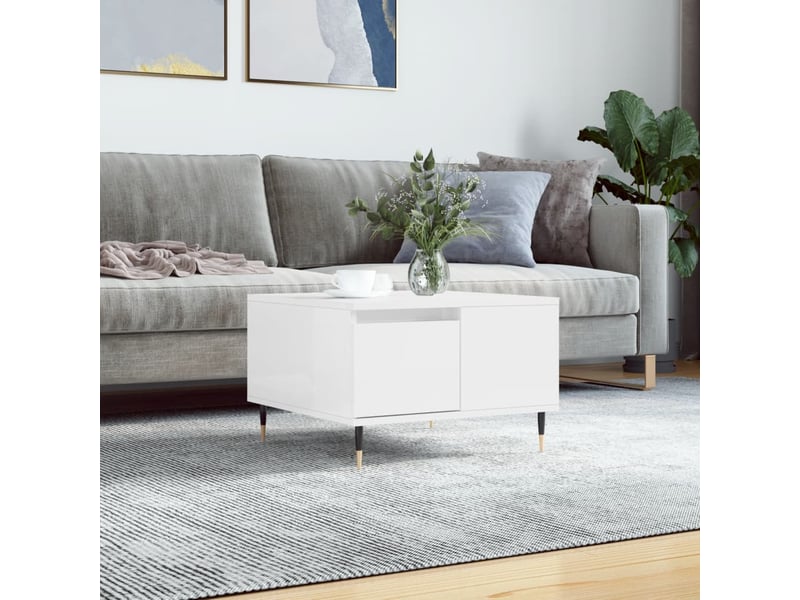  Table basse | table d'appoint salon blanc brillant 55x55x36,5 cm bois d'ingénierie  - Conforama B