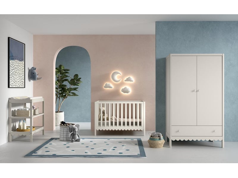  Ensemble chambre swingo lit bébé 60x120 + table à langer + armoire 2 portes clay SWCO0504 - Conforama B