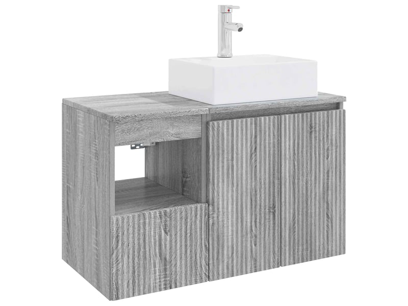  Ensemble de mobilier de salle de bain 2 pc sonoma gris cf64195  - Conforama A