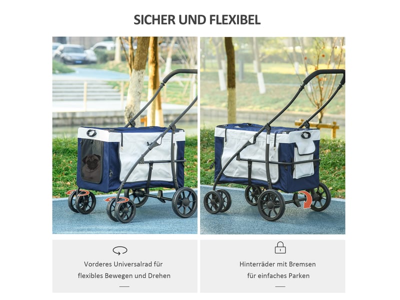  Poussette enfent 2-en-1 81 x 58 x 97,5 cm – bleue – panier amovible pliable, 2 laisses de sécurité  - Conforama E