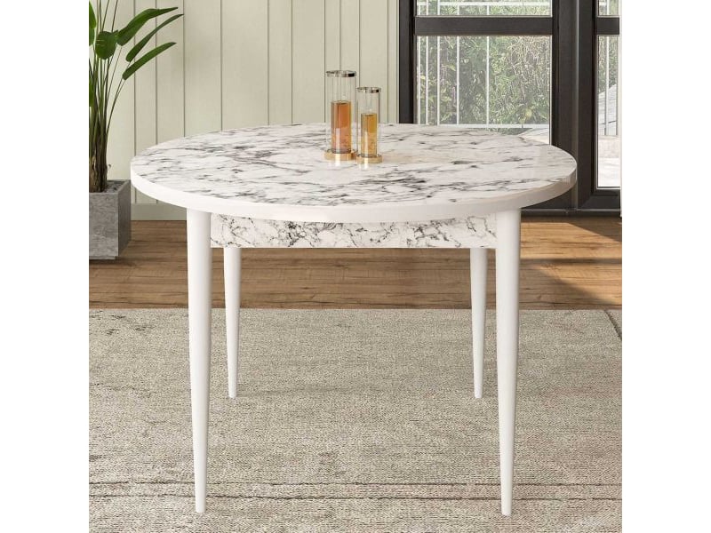  Table de repas ronde rox blanc marbré  - Conforama B