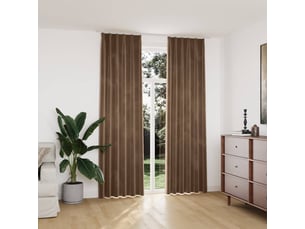 Lot de 2 rideaux occultants, rideaux black-out avec crochets velours beige 140x245 cm cf44894