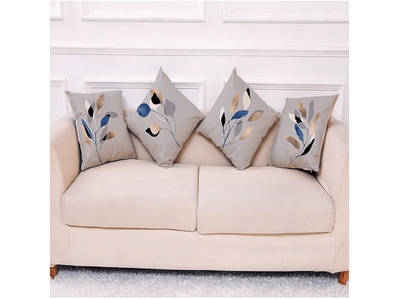  Lot de 4 housses de coussin décoratives en forme de feuille 45 cm x 45 cm gris 45 x 45 cm housses de coussin carrées en polyester doux pour salon, ca  - Conforama B