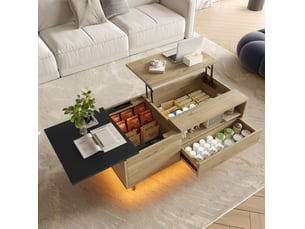 Table basse rectangulaire coloris bicolore FLORAGRACE  - 50 cmx106.5 cm