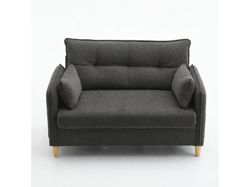  Canapé 2 places en tissu chenille gris foncé avec rangement latéral et accoudoirs rembourrés  - Conforama A