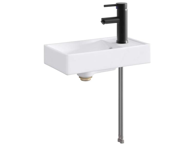  Lavabo de salle de bain avec robinet et évacuation noir mat shl3054  - Conforama A
